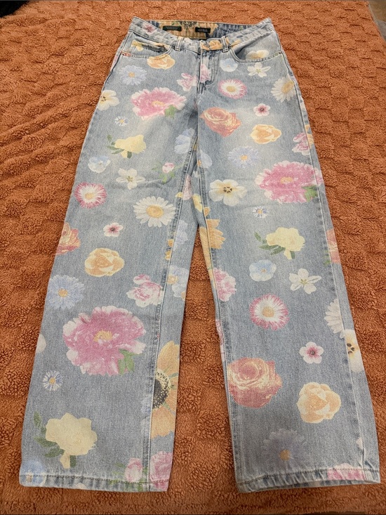 wild fable Denim - wild fable Light Blue Floral Straight-Leg Jeans